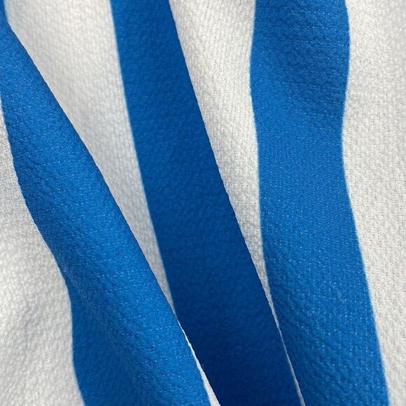 Blue & White Striped Off the Shoulder 3/4 Flare Sleeve Tie Knot Blouse.  2XL - Picture 11 of 11